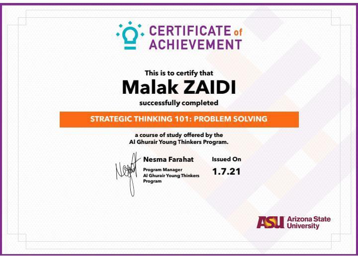 Problem Solving Certificate